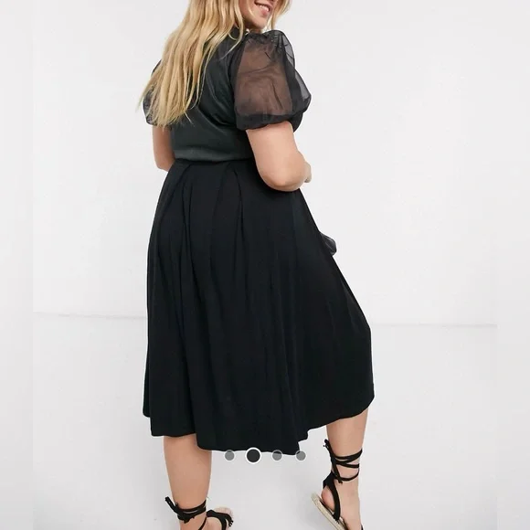 ASOS Black Pleated Midi Skirt - US 14 - Picture 2 of 7